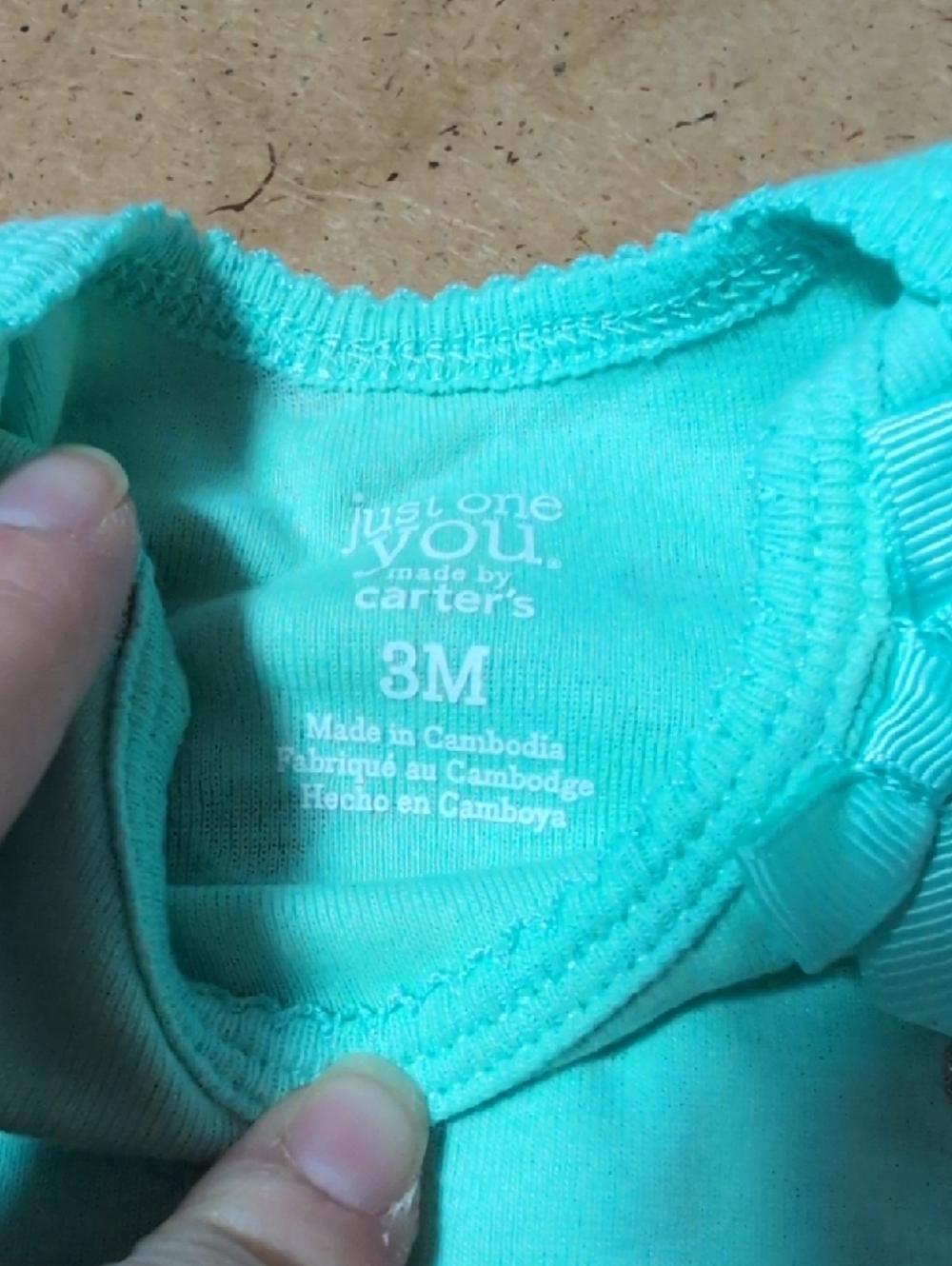 ❤️🔥10/$10❤️🔥 GUC Baby Girls Carter's Mint Heart Print Onesie Size 3M - Picture 2 of 2